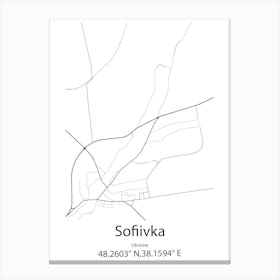 Sofiivka,Ukraine Minimalist Map Stampe su tela