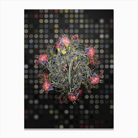 Vintage Ixia Bulbifera Flower Wreath on Dot Bokeh Pattern n.0618 Canvas Print