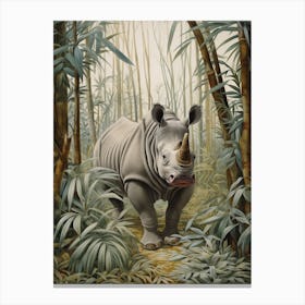 Grey Rhino Exploring Nature 1 Canvas Print