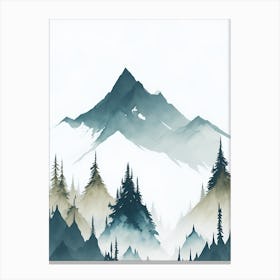 Mountain And Forest In Minimalist Watercolor Vertical Composition 100 Canvas Print