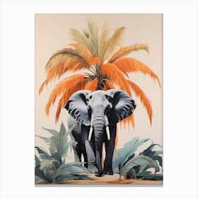 Elephant 2 Tropical Animal Portrait Canvas Print