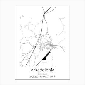 Arkadelphia,United States Minimalist Map Canvas Print