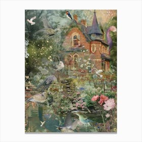 Fairy House Collage Pond Monet Scrapbook 7 Canvas Print