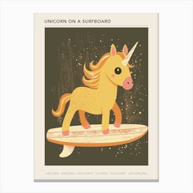 Unicorn On A Surfboard Muted Pastels 3 Poster Canvas Print