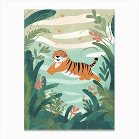 Tiger Jungle Cartoon Illustration 1 Canvas Print