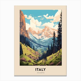 Dolomites Alta Via Italy 1 Vintage Hiking Travel Poster Canvas Print