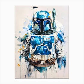 Jango Fett From Star Wars Watercolor Canvas Print