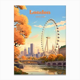 London England Millennium Wheel Travel Art Illustration Canvas Print