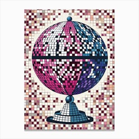 Disco Ball On A Mosaic Background Canvas Print