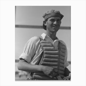 Migratory Laborers Like To Play Baseball, Here Is One Of Them In A Catchers Uniform At The Agua Fria Migratory Lab Canvas Print