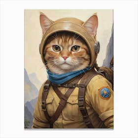 Astronaut Cat Painting Pet Lover Canvas Print