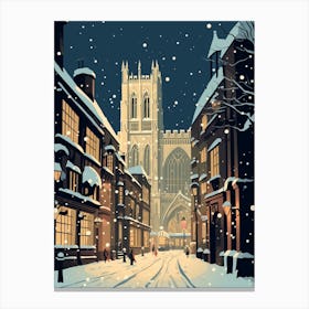 Winter Travel Night Illustration York United Kingdom 1 Canvas Print