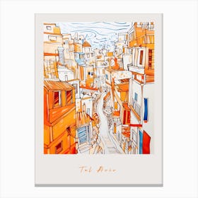 Tel Aviv Israel Orange Drawing Poster Canvas Print