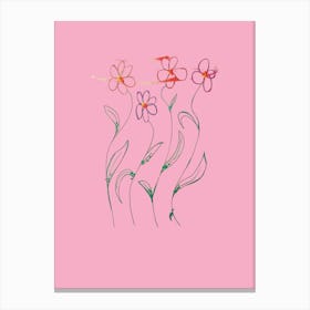 Pink Botanical Flowers Canvas Print