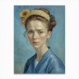 Girl With Sunflowers Canvas Print