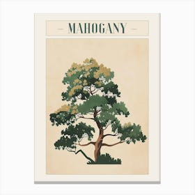 Mahogany Tree Minimal Japandi Illustration 4 Poster Canvas Print
