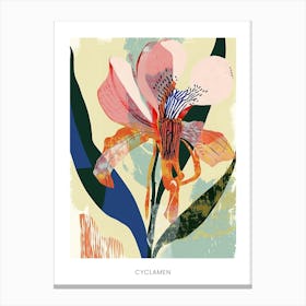 Colourful Flower Illustration Poster Cyclamen 2 Canvas Print
