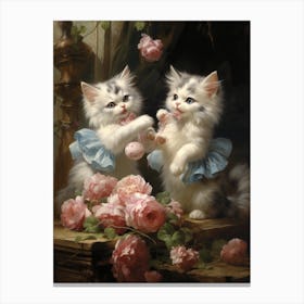 Two Kittens Rococo Style 2 Canvas Print