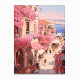 Kusadasi Turkey 4 Vintage Pink Travel Illustration Canvas Print
