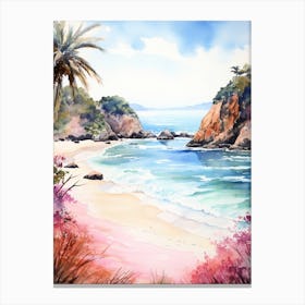 Watercolor Painting Of Pfeiffer Beach, Big Sur California 4 Canvas Print