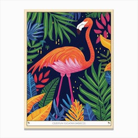 Greater Flamingo Celestun Yucatan Mexico Tropical Illustration 10 Poster Canvas Print