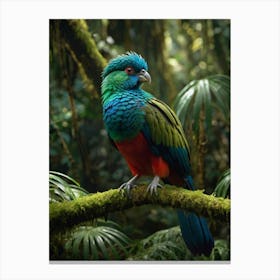 Colorful Parrot In The Rainforest Canvas Print