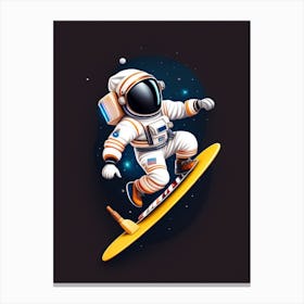 Astronaut Skateboard In Space Canvas Print