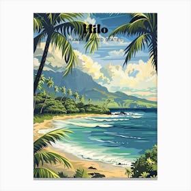 Hilo Hawaii Island Art Illustration Stampe su tela