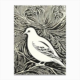 Dove 3 Linocut Bird Canvas Print