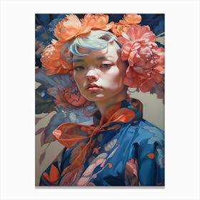 Asian Girl With Flowers 2 Canvas Print