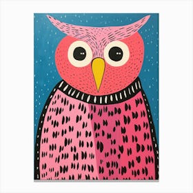 Pink Polka Dot Owl 7 Canvas Print