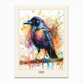 Crow Colourful Watercolour 4 Poster Canvas Print