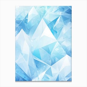 Abstract Geometric Composition Integrating Polygons Soft White And Blue Hues And Transparent Ice (3) Canvas Print