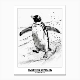 Penguin Sliding On Ice Poster 5 Canvas Print