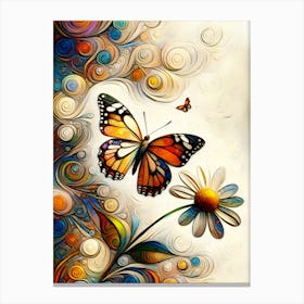 Butterfly And Daisy Canvas Print