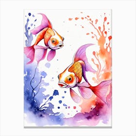Twin Goldfish Watercolor Painting (109) Canvas Print