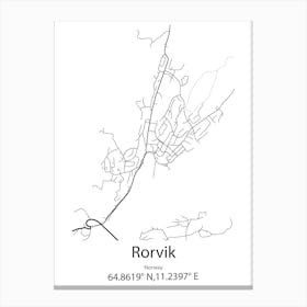 Rorvik,Norway Minimalist Map Canvas Print