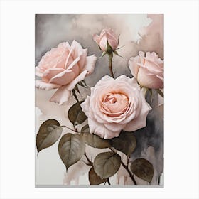 Vintage Muted Blush Pink Roses Painting (30) Canvas Print