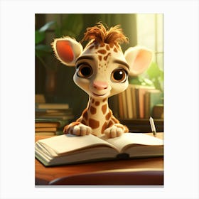 Adorable Giraffe's Study Session Print Canvas Print