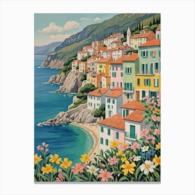 Mediterranean Spring Coastal Village Canvas Print