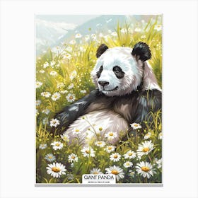 Giant Panda Resting In A Field Of Daisies Poster 11 Canvas Print