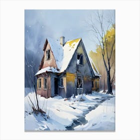 Old House In Winter 1 Canvas Print