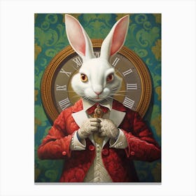 Alice In Wonderland The White Rabbit Kitsch 2 Canvas Print