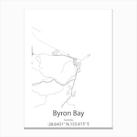 Byron Bay,Australia Minimalist Map Canvas Print