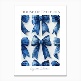 Blue Lace Bows 2 Pattern Poster Canvas Print