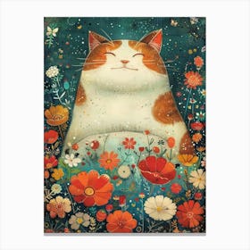 Cat In Flowers 11 Canvas Print