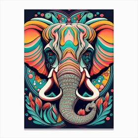 Elephant Psychedelic Art Canvas Print