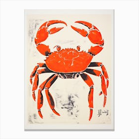 Crab, Woodblock Animal  Drawing 2 Canvas Print