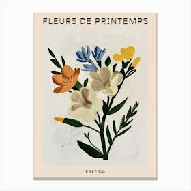 Spring Floral French Poster  Freesia 3 Canvas Print