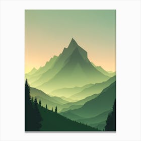 Misty Mountains Vertical Composition In Green Tone 38 Canvas Print